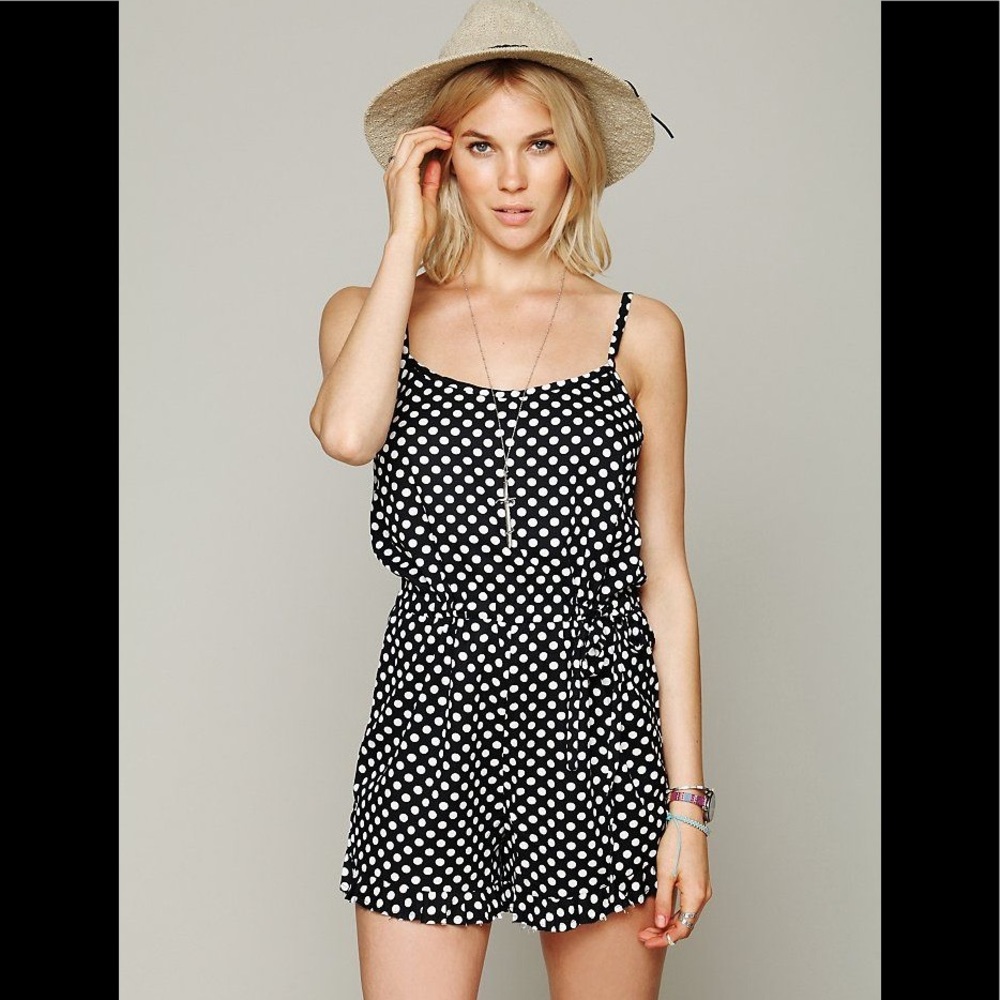 Free People Polka Dot Black & White Romper